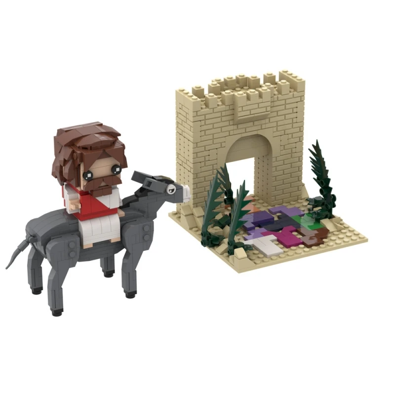 MOC Jesus Model importer décennie ks, Church, Nina ifixion of Jesus, Rode the matkey, Into Jerusalem Action Figure, Bricks Toy Gift