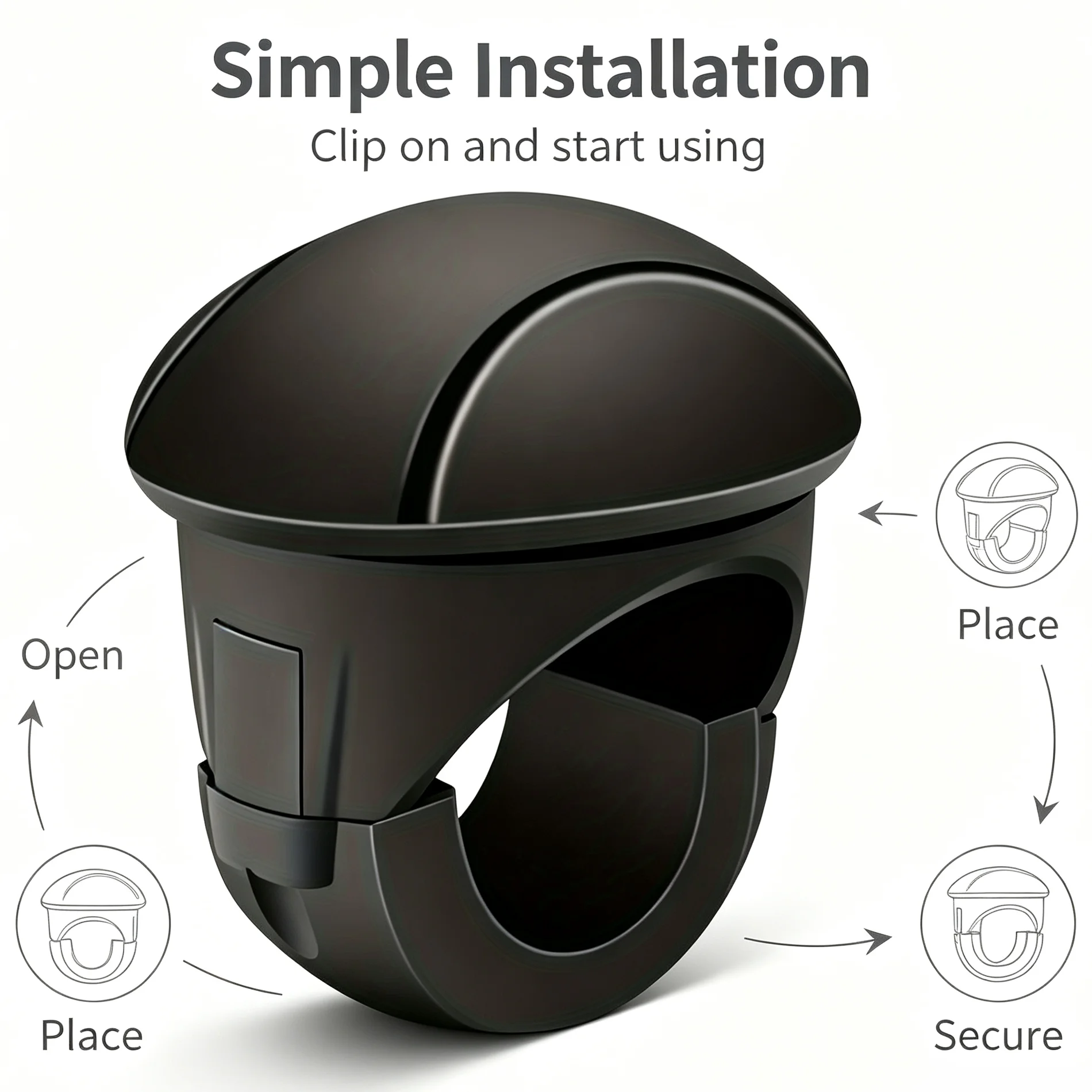 Universal Car Steering Wheel Booster Black Portable Labor‑saving Driving Accessory