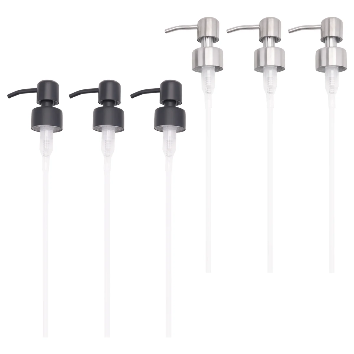 A40T 6Pcs 표준 28/400 넥 사이즈 노즐 및 튜브 용 스레드가있는 스테인레스 스틸 액체 비누 디스펜서 펌프 교체