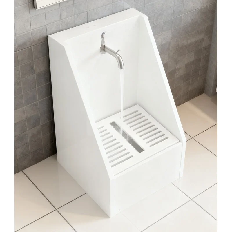 Customized white pure acrylic solid surface material Muslim foot washing basin