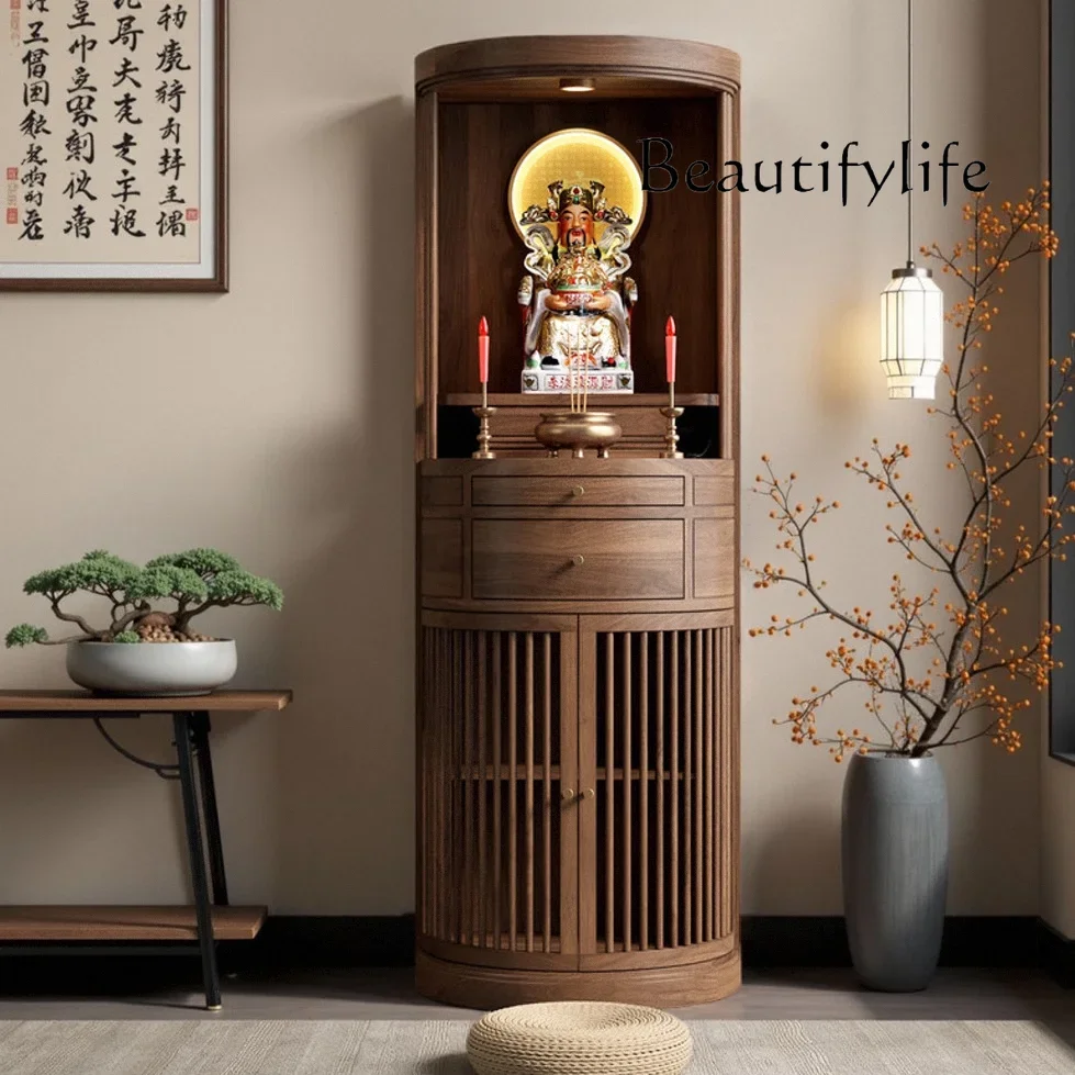 

ZL New Chinese-style Buddhist shrine, black walnut shrine offering table, gongtai shrine table, God of Wealth Bodhisattva cabine