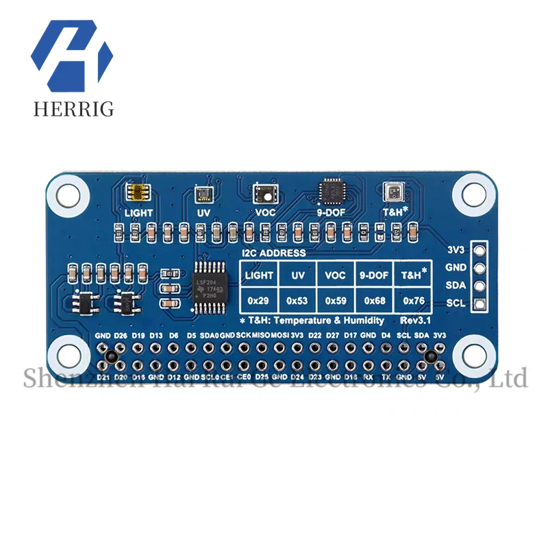 

Micro Snow Raspberry Pi Environmental Sensor Expansion Board with I2C Interface: Visible Light / Near-Infrared / Gas / Motion Se