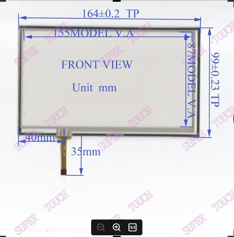 

ZhiYuSun 7075013 Автомобильный GPS-кабель 164 мм * 99 мм 7 дюймов левый сенсорный экран 164*99 для AT070TN90 AT070TN92, сенсорное стекло дисплея