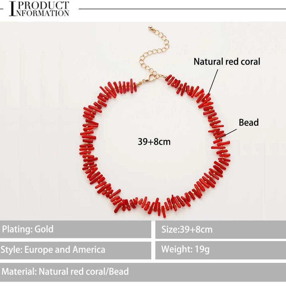 New Fashion Boho Natural Irregular Red Coral Necklace Vintage Choker charms for jewelry making Item ﻿