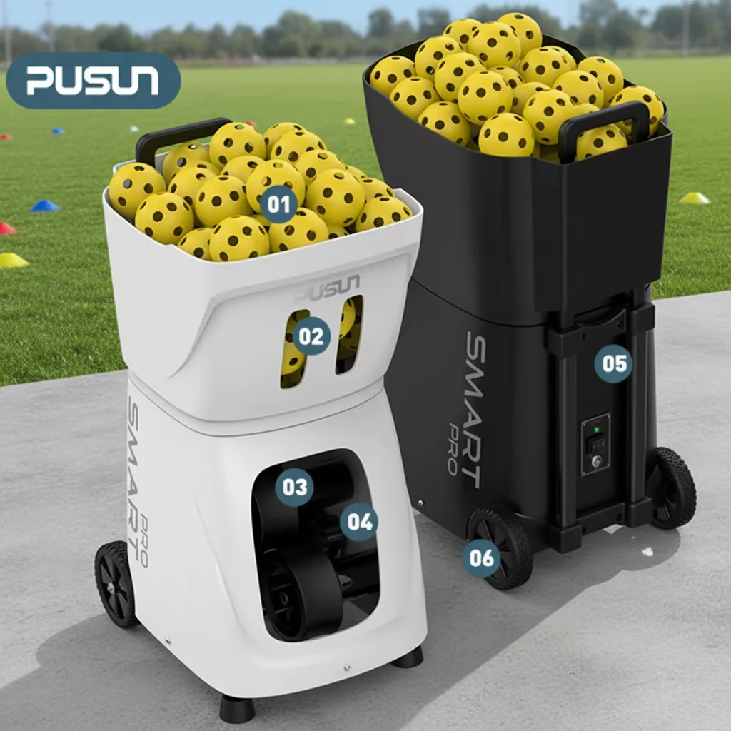 MYT High Quality PUSUN ABS Smart Pro Automatic Pickleball Launcher Machine With Carry Bag Training Practice Drills All-season