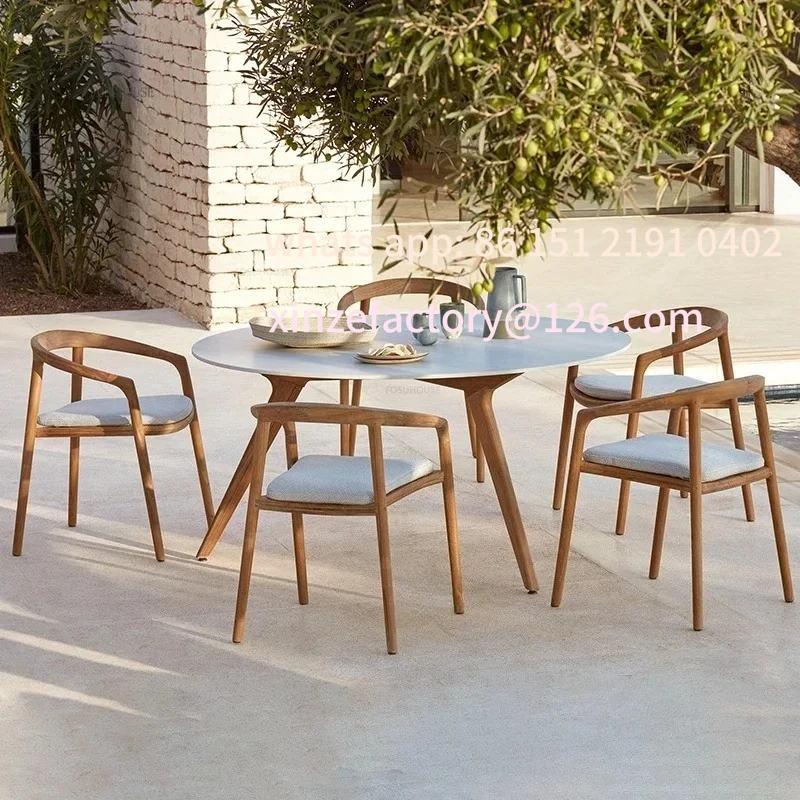 Customizable Leisure Solid Wood Garden, Furniture Sets Patio Simple,Balcony Three Piece Set,Nordic Creative Home Armchair Outdoo