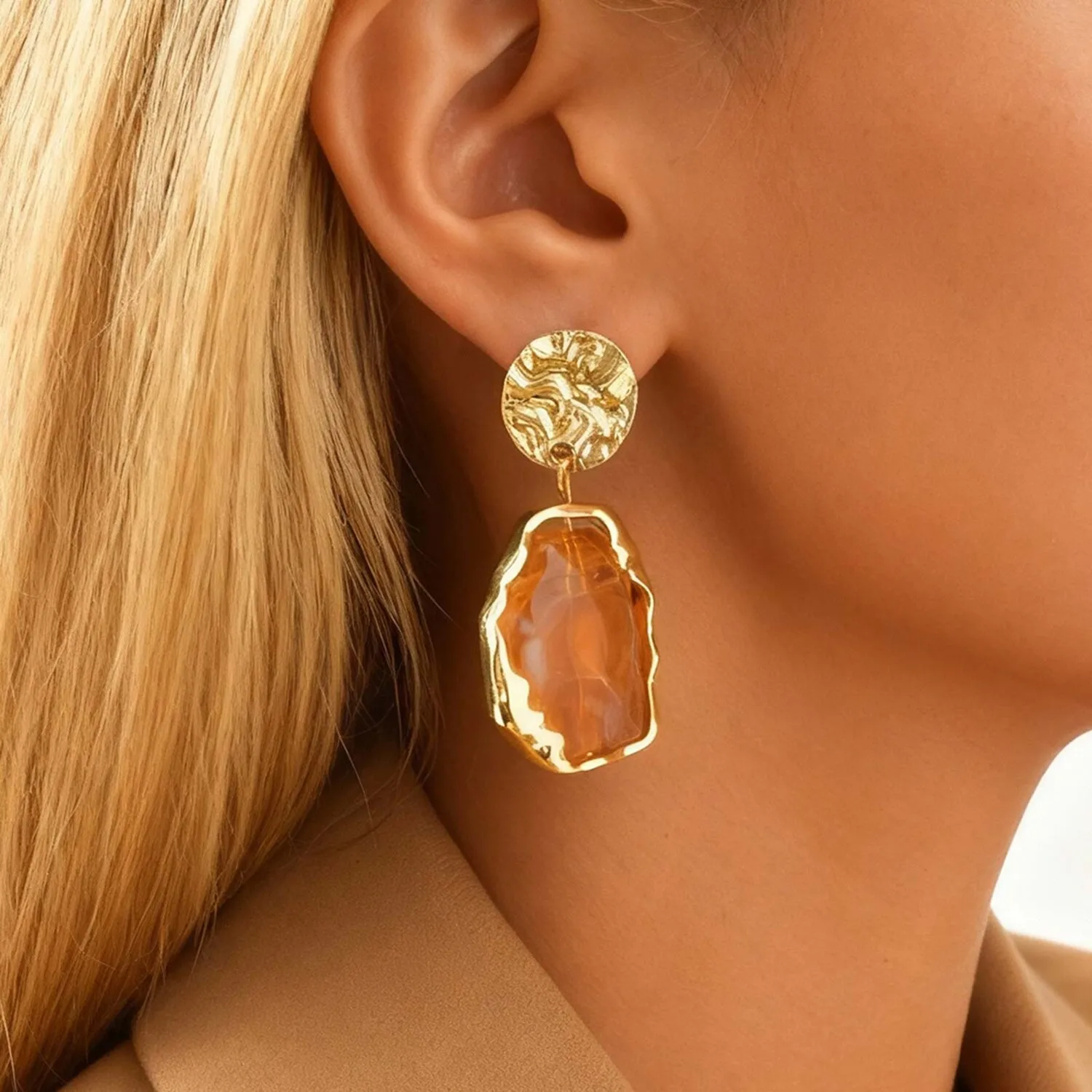 Geometry Irregularity Resin Dangle Earring, Mirad Color Bohemia Acrylic Accessories Party Jewely For Her