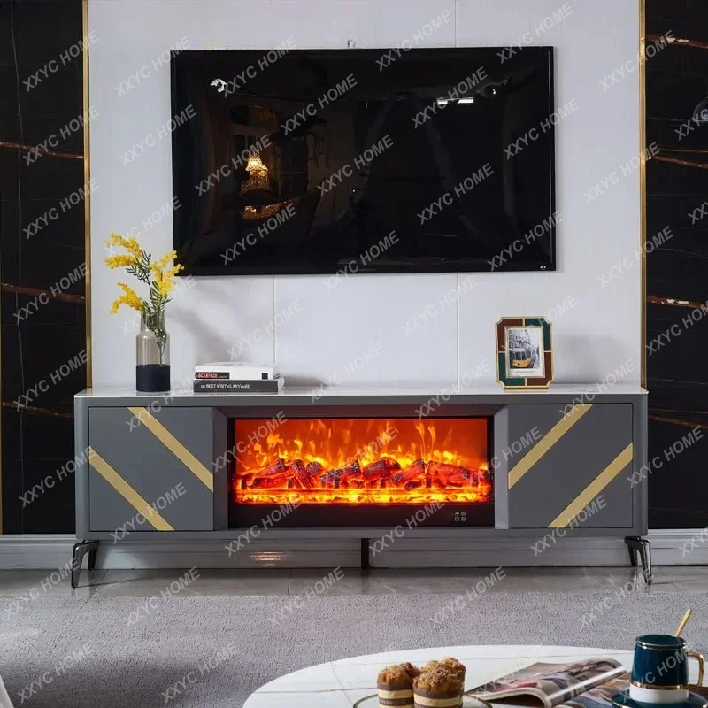 AA 1.8m minimalist fireplace TV cabinet solid wood simulated fire decoration cabinet villa slate fireplace heating