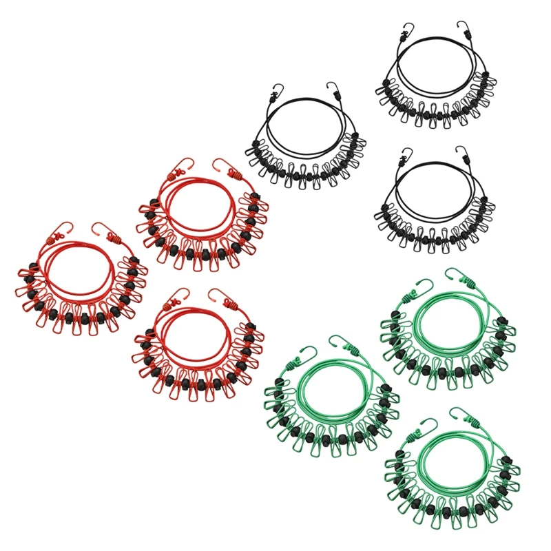 

Бельевая веревка, с прищепками, регулируемая Нескользящая бельевая веревка, для дома и улицы, для путешествий, кемпинга