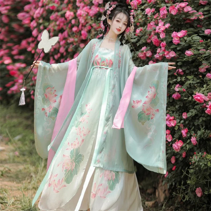 

Женское карнавальное платье Hanfu в старинном китайском стиле, танцевальное платье, наряд для тематической вечеринки, платье Hanfu для женщин, большие размеры XL