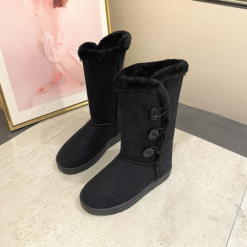 

Зимние сапоги 2022, женская обувь, женская кожаная обувь на меху, на пуговицах, до бедра, длинная австралийская зимняя обувь, женские сапоги большого размера, черные, красные