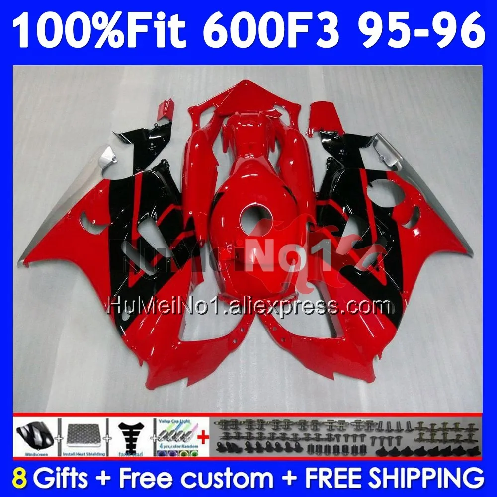 OEM Body +Tank For HONDA CBR600 F3 Red black FS CBR600FS 38No.130 CBR 600F3 600 F3 CBR600F3 1995 1996 95 96 Injection Fairing