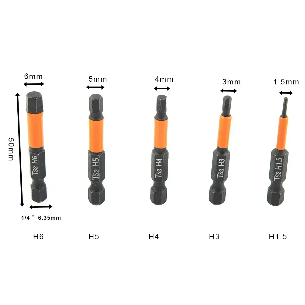 50mm Magnetic Hex Shank Screwdriver Bit H1.5 H2.5 H3.0 H4 H5 H6 Quick-Change Impact Driver Power Drill Manual Hand Tool