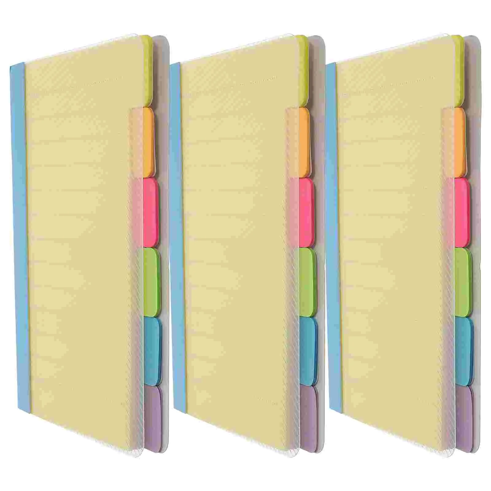 3 Books Notebook Tab Sticky Notes Notebooks for Taking Decor Convenient Memo Pads Groceries Memorandum