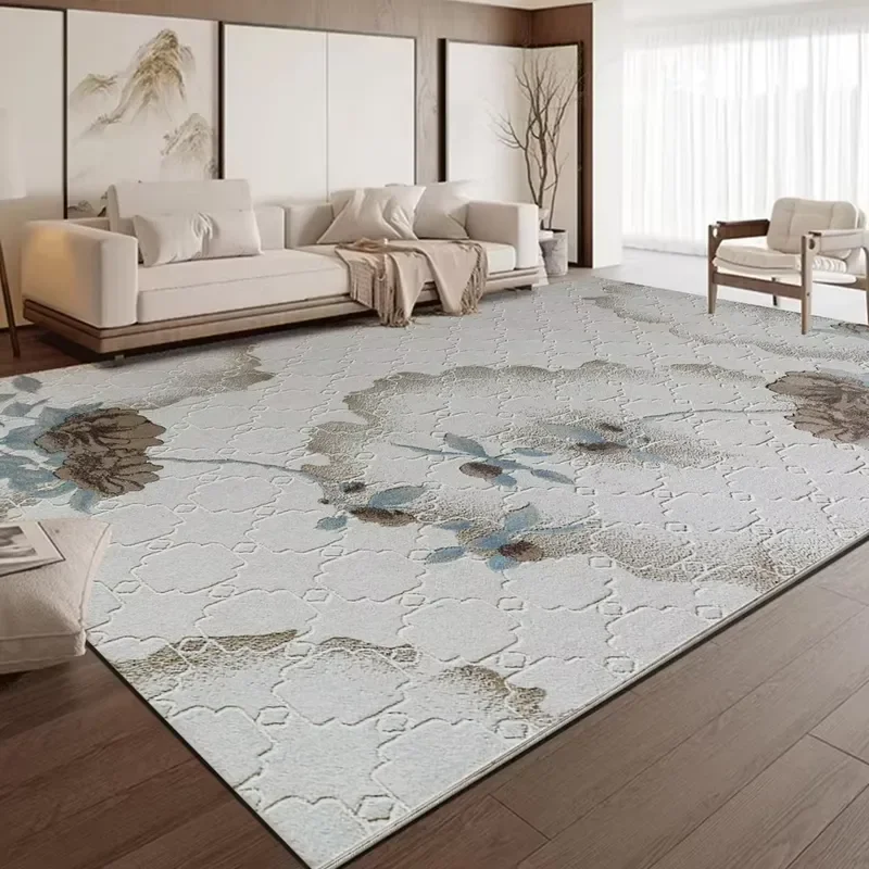 Minimalist Style Polypropylene Polyester Silk Braided Carpet Set Floral Pattern Area Rugs for Living Room Home Decoration
