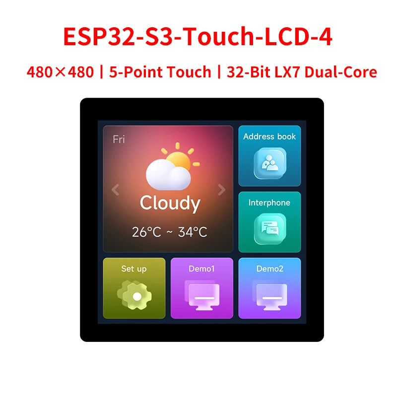 ESP32-S3 4 Inch Capacitive Touch Display 5-Point Touch 32-Bit LX7 Dual-Core Processor Support Bluetooth 5 and WiFi for ESP32