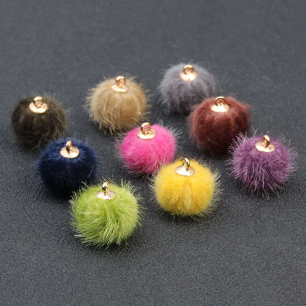 

24 Pcs Pompon Hanging Pendant Earrings Jewelry Dangler Lightweight Portable DIY Creative Keychain Accessories Bright Color
