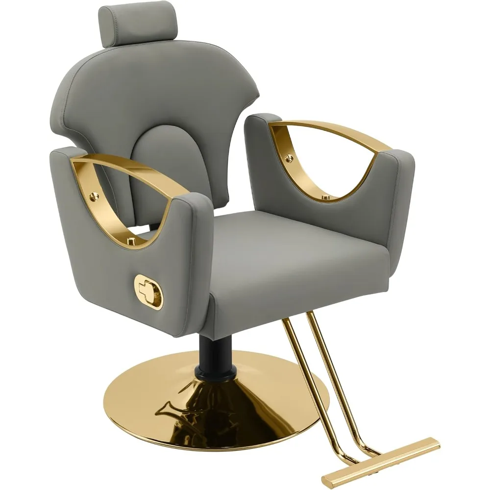 كرسي صالون احترافي لمصفف الشعر كرسي حلاق مستلق مع مضخة هيدروليكية شديدة التحمل صالون حلاقة دوار 360 درجة #1