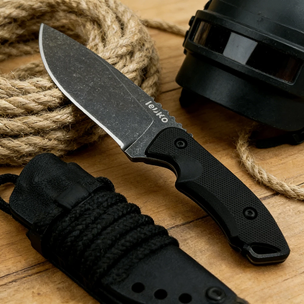 

Нож с фиксированным клинком K Sheath Verkto, нескользящая рукоять G10 черного цвета, клинок 7Cr13Mov, EDC, для активного отдыха, спасательных работ, походов, короткий прямой нож