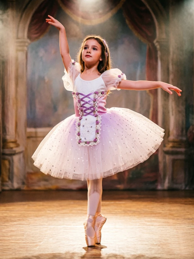 

Women Ballet Skirts Kids High Quality Professional Romantic Tutus Performance Costumes Girls Gradient Color Costume Ballet Dress