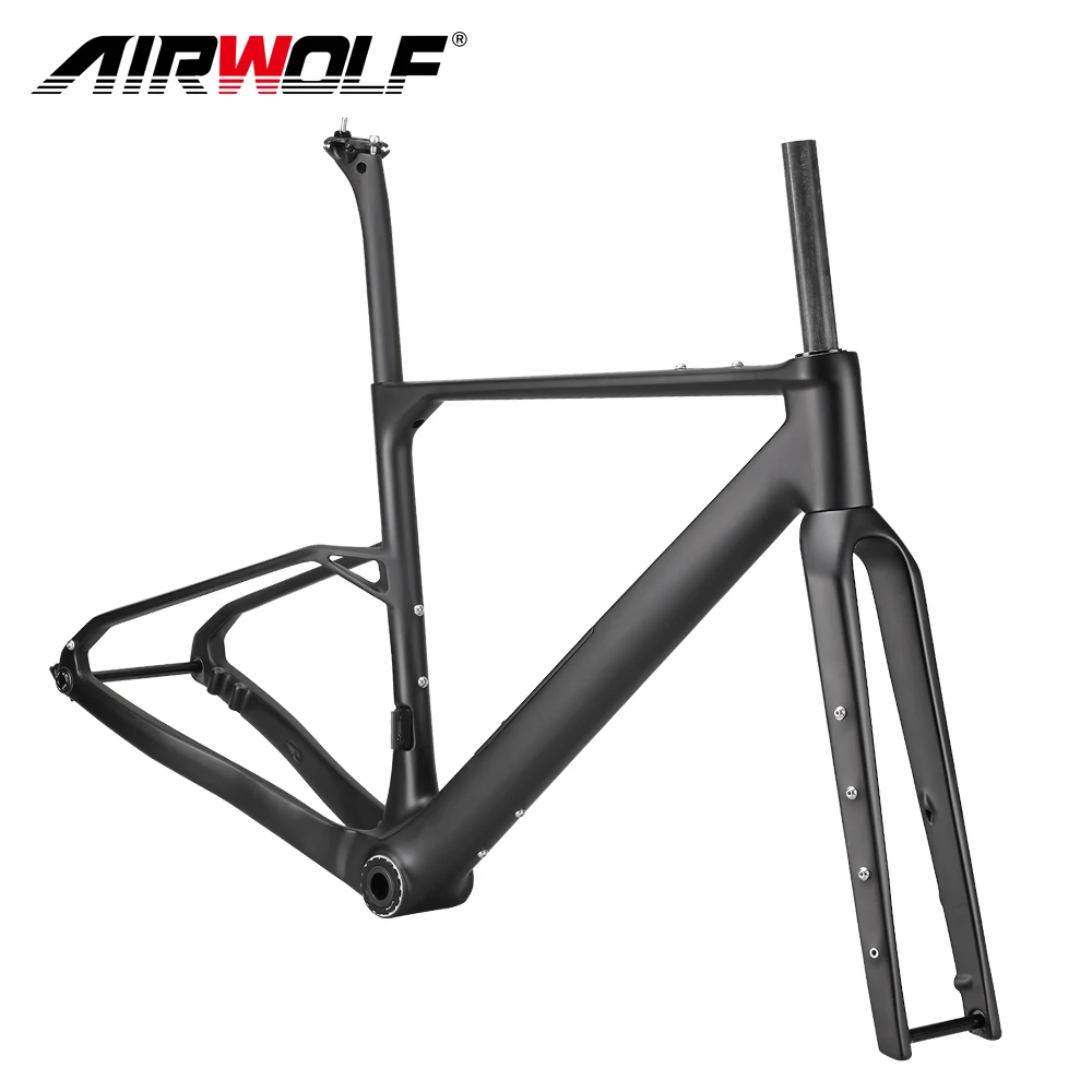 

Велосипедная рама Airwolf Gravel 700C*50 с резьбой T47, дисковыми тормозами, карбоновая рама для гравийных велосипедов, коробка для хранения, крепление UDH