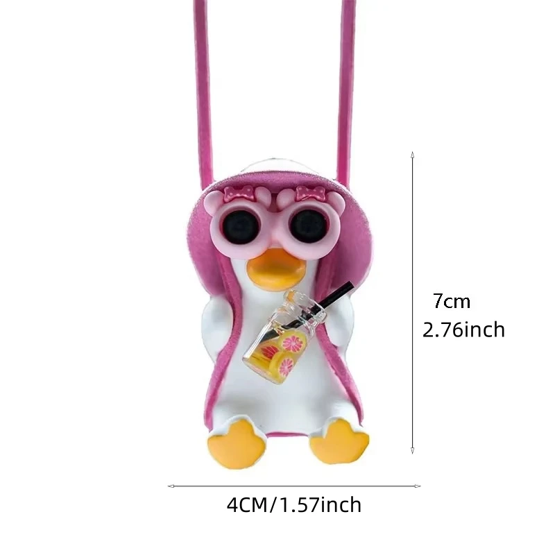 Anime Pink Swing Duck Car Decoration Pendant Cute Auto Rearview Mirror Hanging Ornament For Women Car Ineriror Accessories image 6