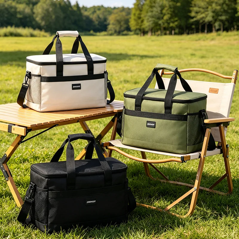 Large-Capacity Square Ice Packs Minimalist Insulated Lunch Box Bag Crossbody Fresh-Keeping Picnic Bag for Outdoor Use