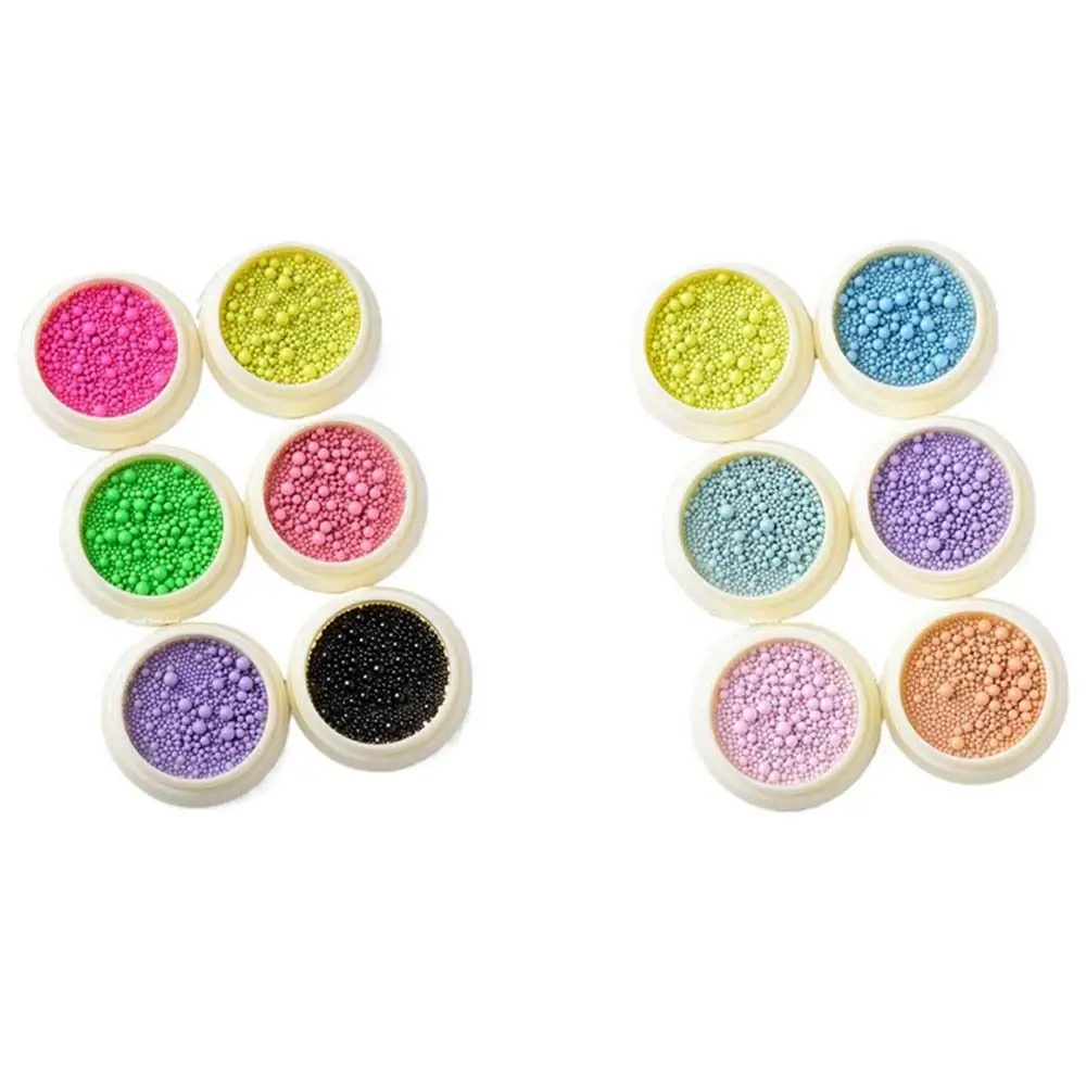 6 Kleuren/Set Macaron Kleur Kralen Macaron Nail Art Kaviaar Kralen Nagel Ornamenten Nagel Micro Ballen Macaron Nagels Stalen Kralen