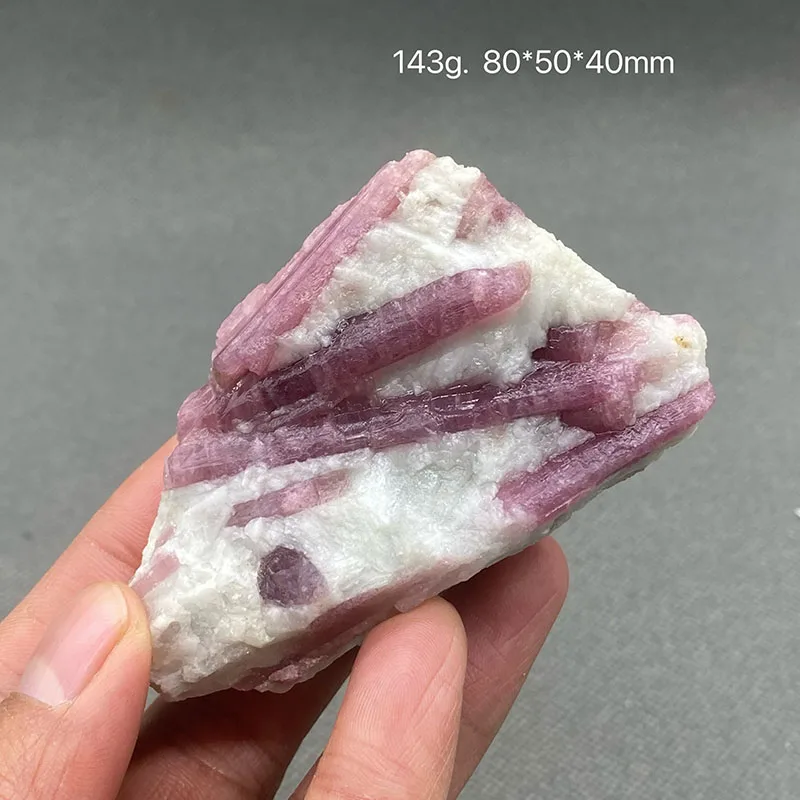 

100% natural pink tourmaline rough healed crystal quartz ore specimen