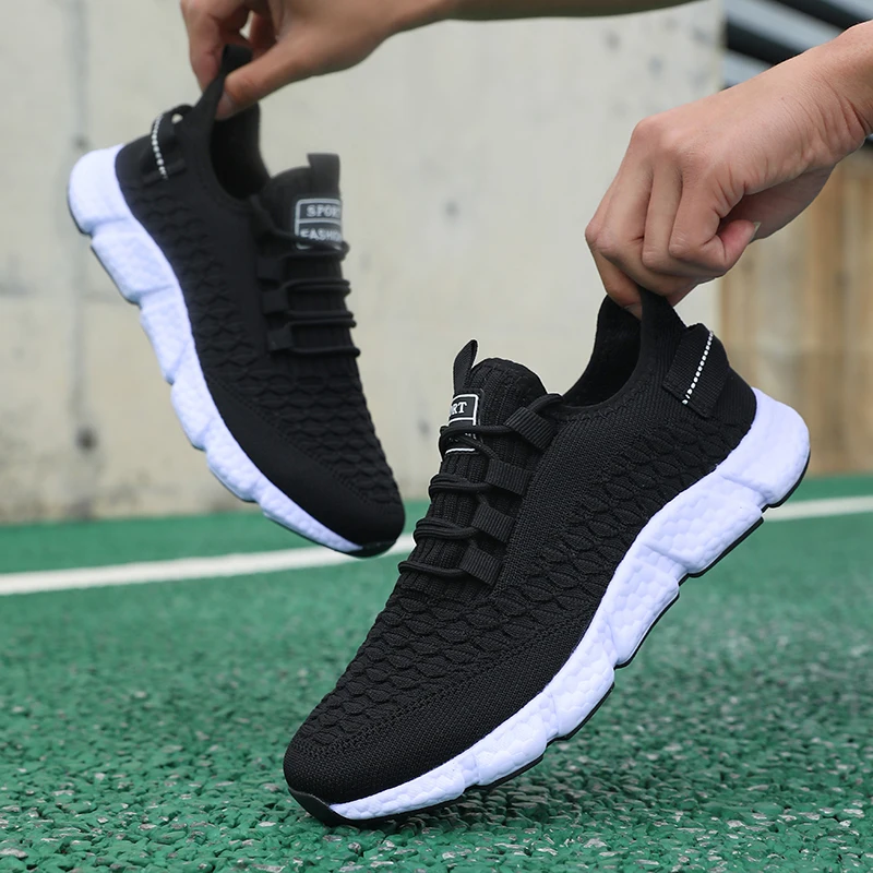 

Men's Ultra Light Running Shoes Soft Sole Breathable Comfortable New Sneakers Outdoor Anti Slip Solid Color Tennis Walking Shoes