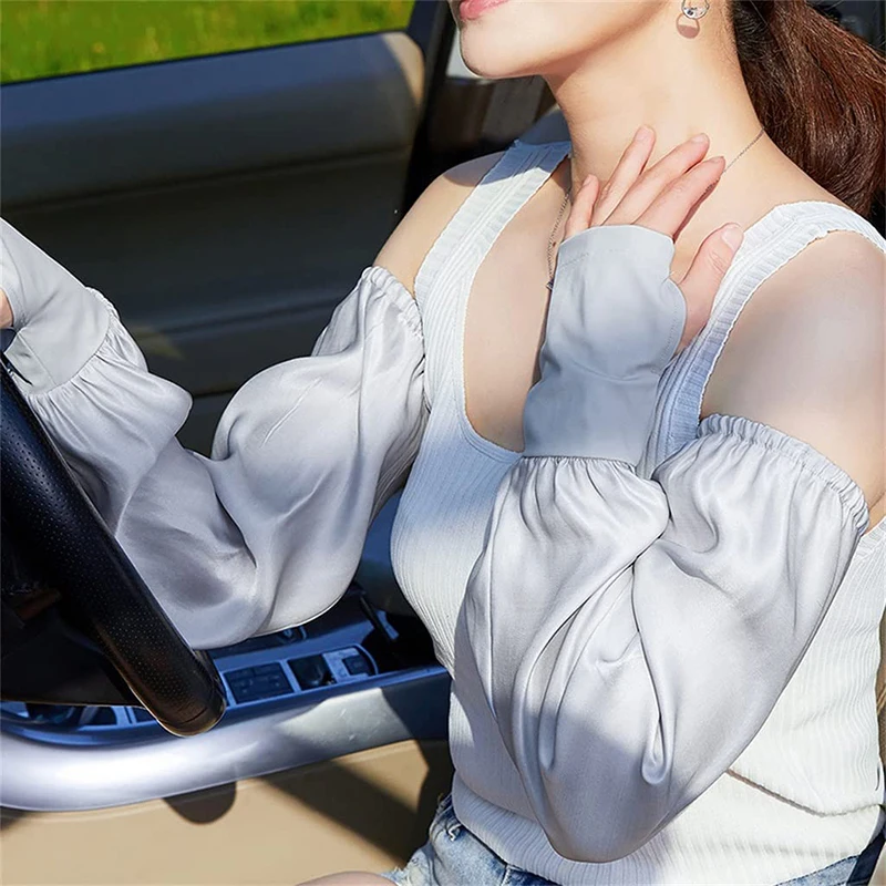 100% Mulberry Silk Sunscreen Sleeve UPF50 + Ice feeling silk arm guard Breathable cool summer driving outdoor sports must have