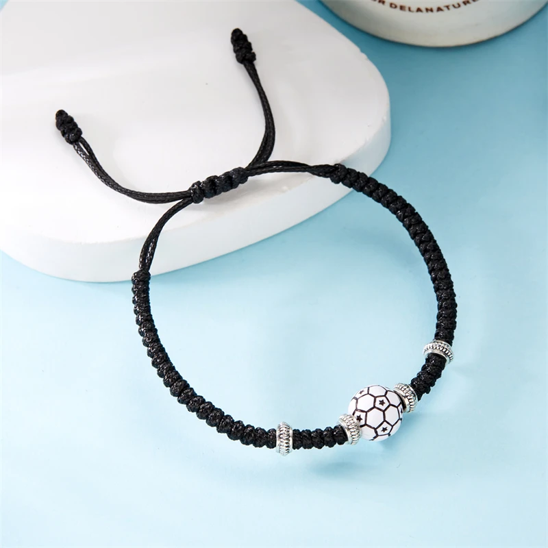 Newest Football Volleyball Basketball Baseball Bracelet For Women Woven Rope Tennis Rugby Bracelet Sports Jewelry