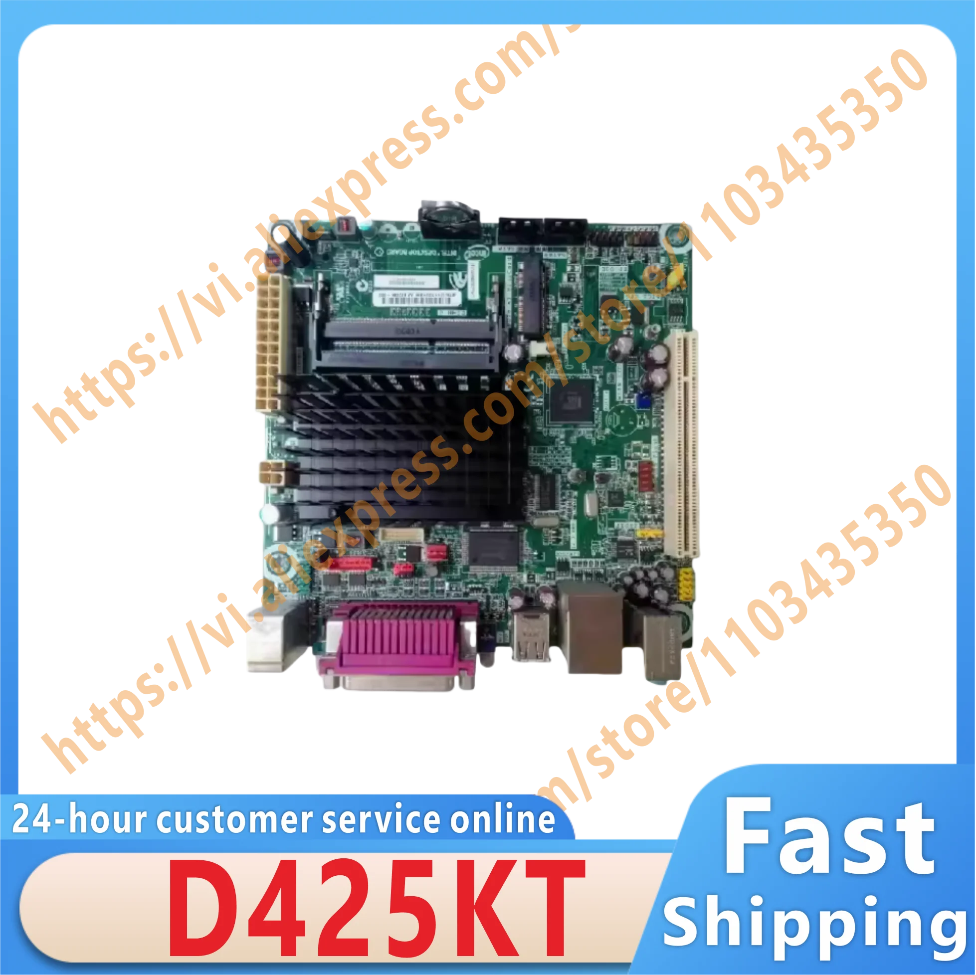 100% original test D425KT Mini ITX board with CPU RAM industrial board