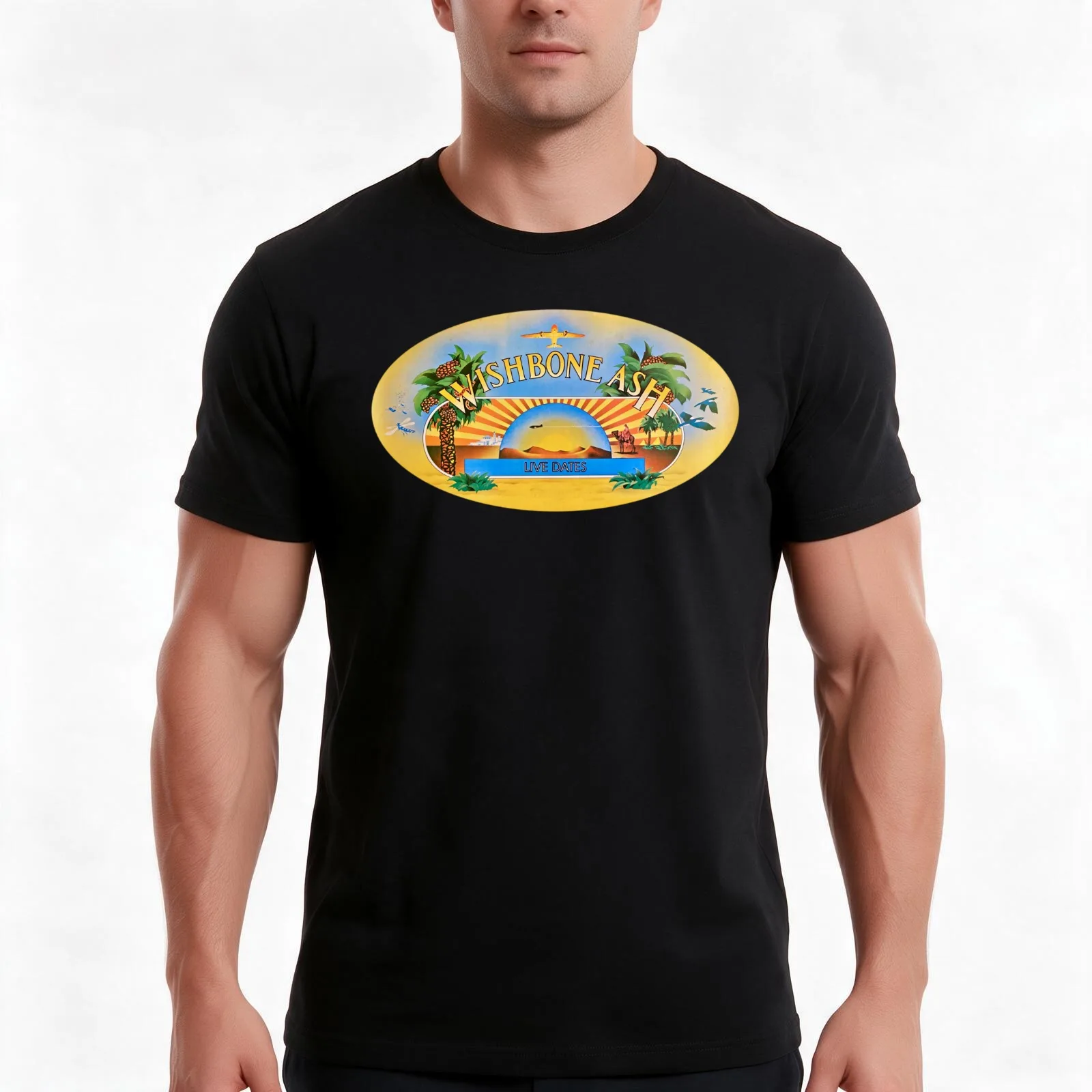 Wishbone Ash Live Dates 73 T-Shirt, Summer Casual Cotton Tee, Oversized Streetwear Tops, Vintage Graphic Print, Unisex Men Women