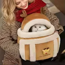 Portable Travel Backpack Winter Warm Hand Warmer Plush Rabbit Fur Cat Dog Carrier Cozy Small Pets Tote Bag 4KG