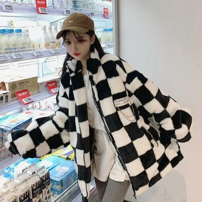 2021 new style swagh coat women loose padded coat to keep warm rabbit fur coat women jackets for women coat oversized jacket y2k