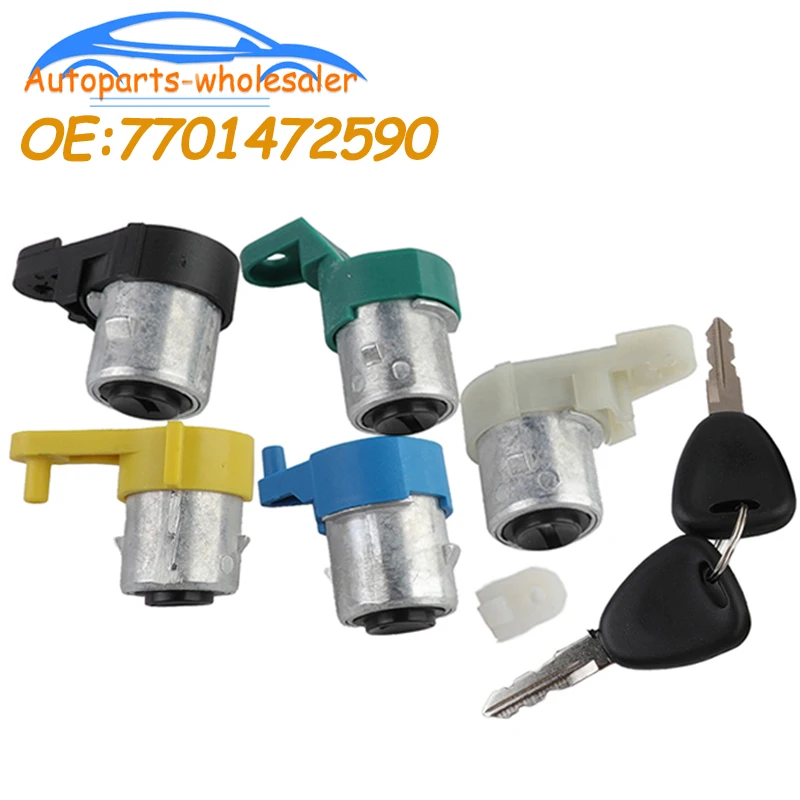 Juego de barril de cilindro de cerradura de puerta de coche + llaves 7701472590 apto para Renault Kangoo MK1 1997-2007 para Renault Kangoo Express 1997-2007
