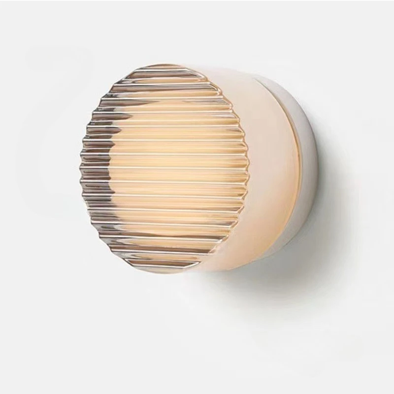 

Modern simple living room bedroom hotel bedside wall lamp indoor round background decoration dimple glass wall lamp