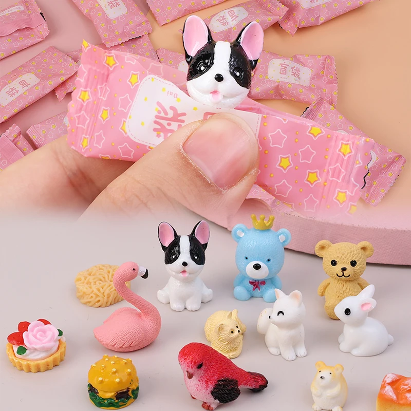 1-20Pcs Cute Mini Simulation Animal Food Blind Box Toys Action GameTide Play Figures Fake Candy Guess Blind Bag Kids Gifts