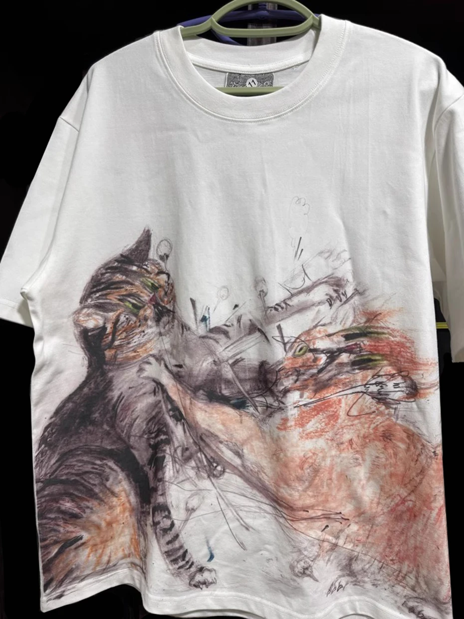 Funny Cats Graphic Women T-shirts Vintage Oversized T Shirts Summer Loose Casual Tee Tops Streetwear Harajuku Hip Hop T shirts