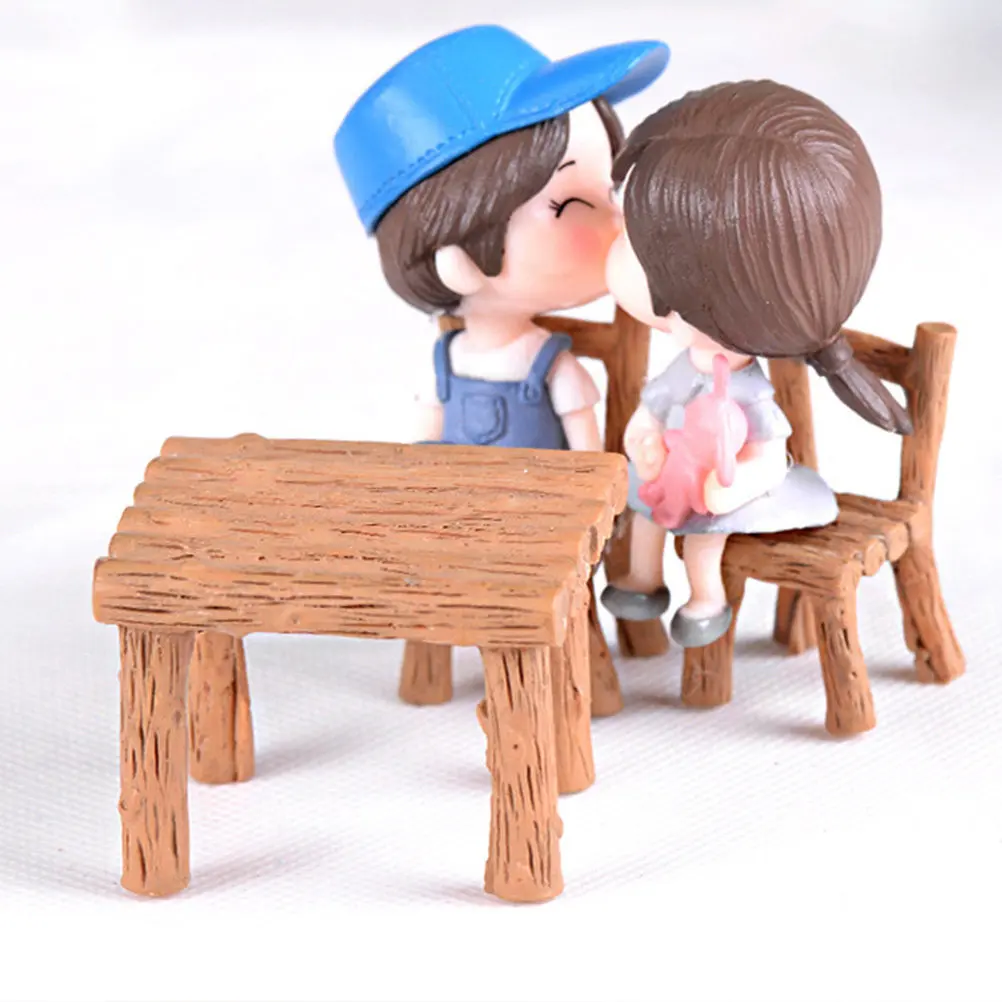 

1Set Micro Landscape Resin Furniture Set Miniature Table Chair Ornament for Dollhouse Decor Bonsai Garden Desktop Micro