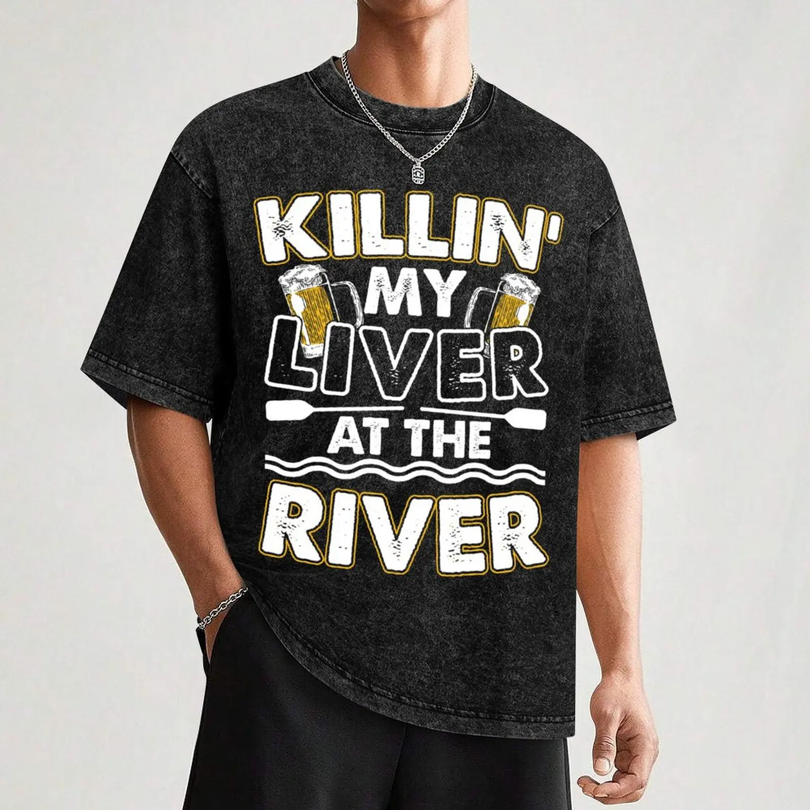 Killin My Liver At The River T-Shirt Essential Solid Color T-Shirt