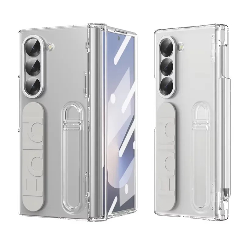 Wristband Holder Hinge Phone Case For Samsung Galaxy Z Fold 7 6 5 4 3 5G With Pen Slot S Pen Screen Protector Film Protect Cover