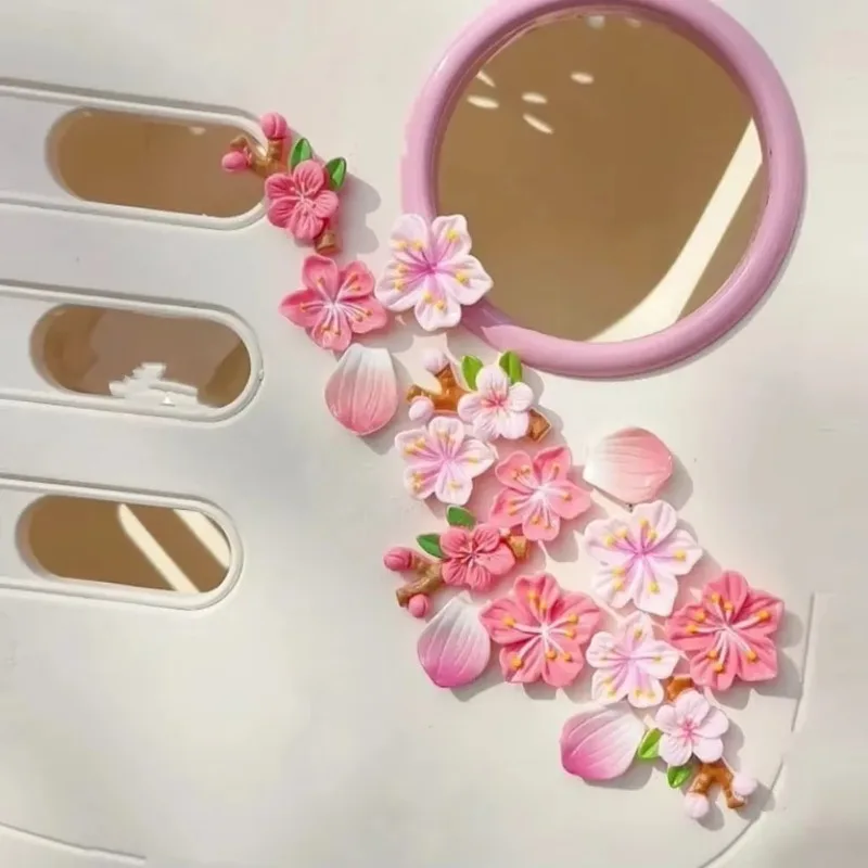 32/64PCS 3D Floating Cherry Blossom Resin Sticker Decal DIY Fashion Ornament for Car Rear Bumper Electric Vehicle