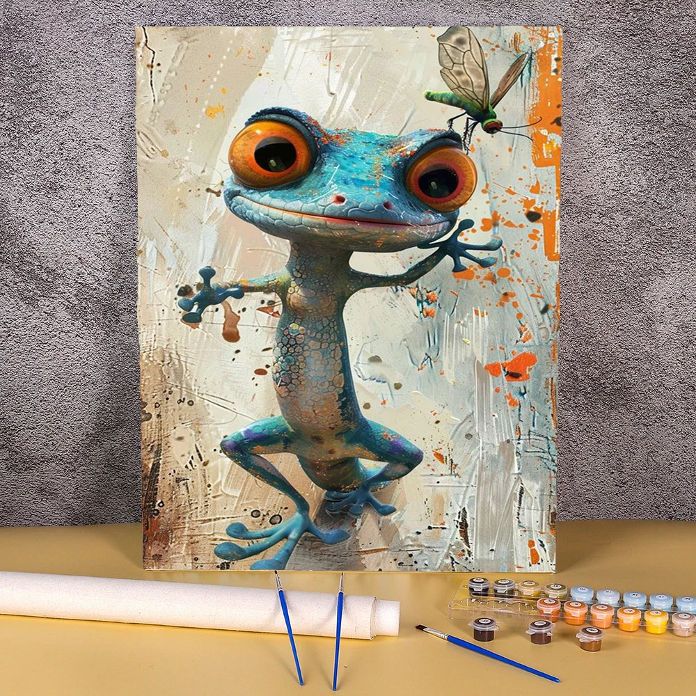 Painting Paints By Numbers Anime Cartoon Gecko Animals Home Decor Color Markers Frameless Wall Art Acrylic Picture Home Decor