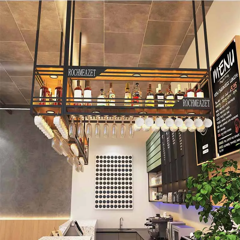 Organizzazione di stoccaggio Bar Portabottiglie Bancone Vetrina alta in metallo Personalizza la cucina di lusso Rangement Vin Furniture Home