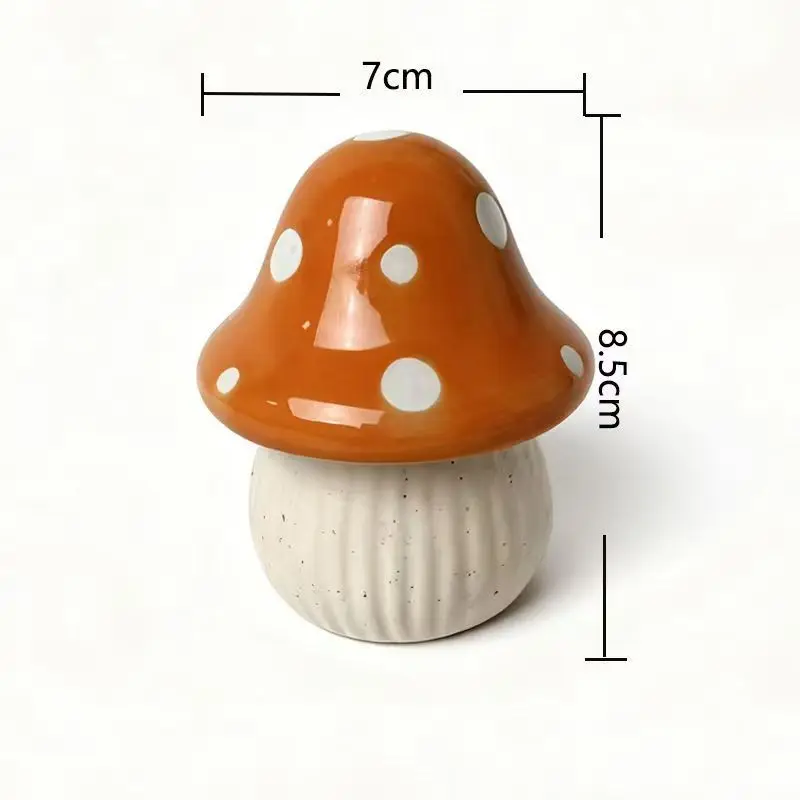 Cartoon Mushroom Ceramic Storage Jars Home Desktop Toothpick Holder Cotton Swab Organizer Kitchen Bathroom Decoratives Container view 5