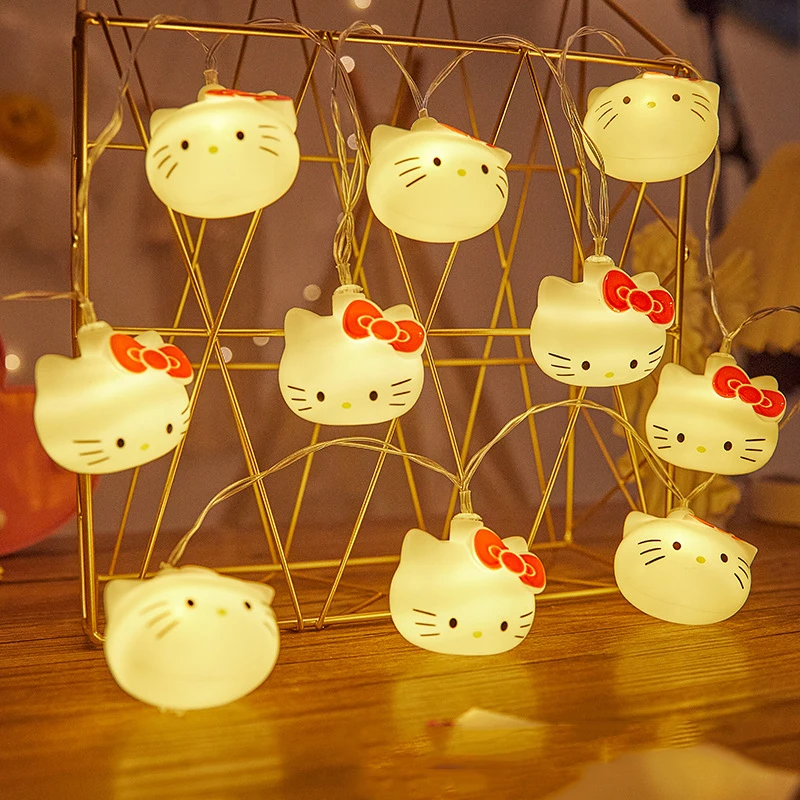 Cute Cartoon Cat Fairy Light String Girls Kids Room Decoration Lights Birthday Party Light Garland Outdoor Camping String Lights