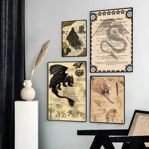 هاري بوتر مخلوقات سحرية ملصق التنين ، طباعة ورقية ، لوحة فنية ، غرفة معيشة ، غرفة نوم ، مطعم ، مقهى ، ديكور منزلي ، 1 قطعة أفضل 12 مطبخ هاري بوتر مبيعا - رقم 11