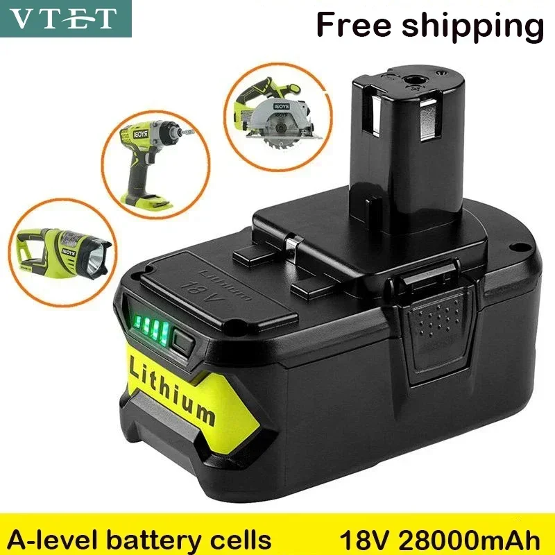 2024 New 18V 6800mAh-28000mAh for RYOBI/RYOBI One+ Plus Battery 18 Volt Lithium-Ion Battery Power Tools P103 P104 P105 P106 P107